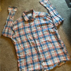 Men's Plaid Shirt - Blue and Orange